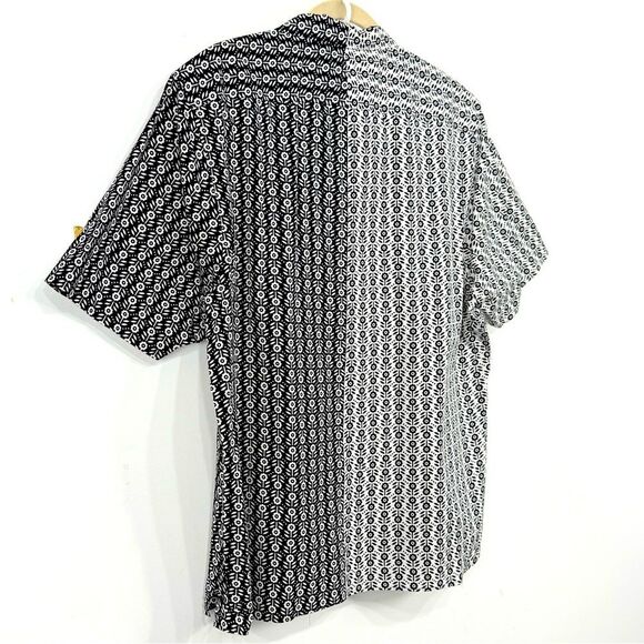 Ted Baker London Black White Floral Contrast Lightweight Short Sleeve Shirt - Picture 9 of 16